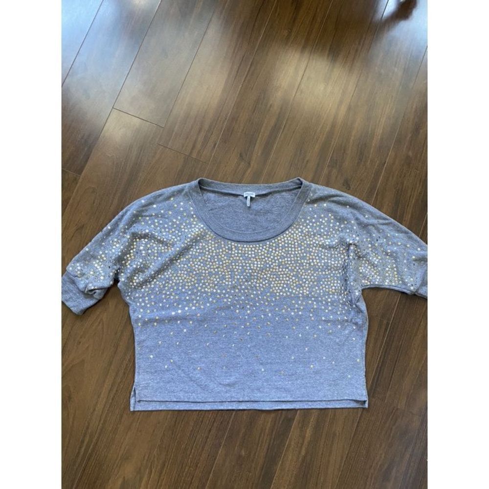 Splendid S grey dolman sleeve gold and silver ombré sweater